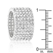 Rhodium Plated Finishd Wide Pave Cubic Zirconia Ring