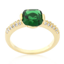Green Cushion Cut Cubic Zirconia Engagement Ring