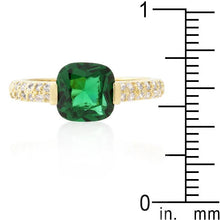 Green Cushion Cut Cubic Zirconia Engagement Ring