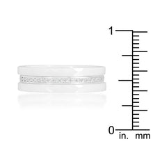 White Ceramic Triplet Ring With Cubic Zirconia