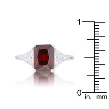 Classic Garnet Rhodium Engagement Ring