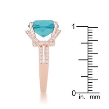 Charlene 6.2ct Aqua CZ Rose Gold Classic Statement Ring