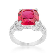 Charlene 6.2ct Ruby CZ Rhodium Classic Statement Ring