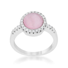 Patricia 0.3ct CZ Pink Cats Eye Rhodium Classic Ring