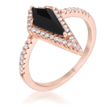 1.4Ct Rose Goldtone Trendy Prism Onyx CZ Ring