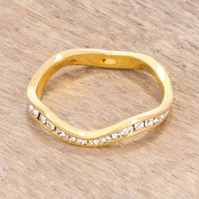 18k Gold Plated Petite Wavy Channel Set Crystal Stackable Ring