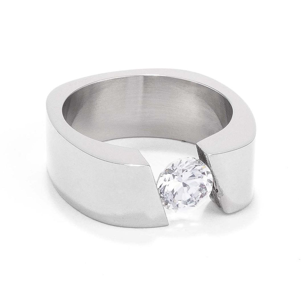 Stainless Steel Floating Solitaire Ring