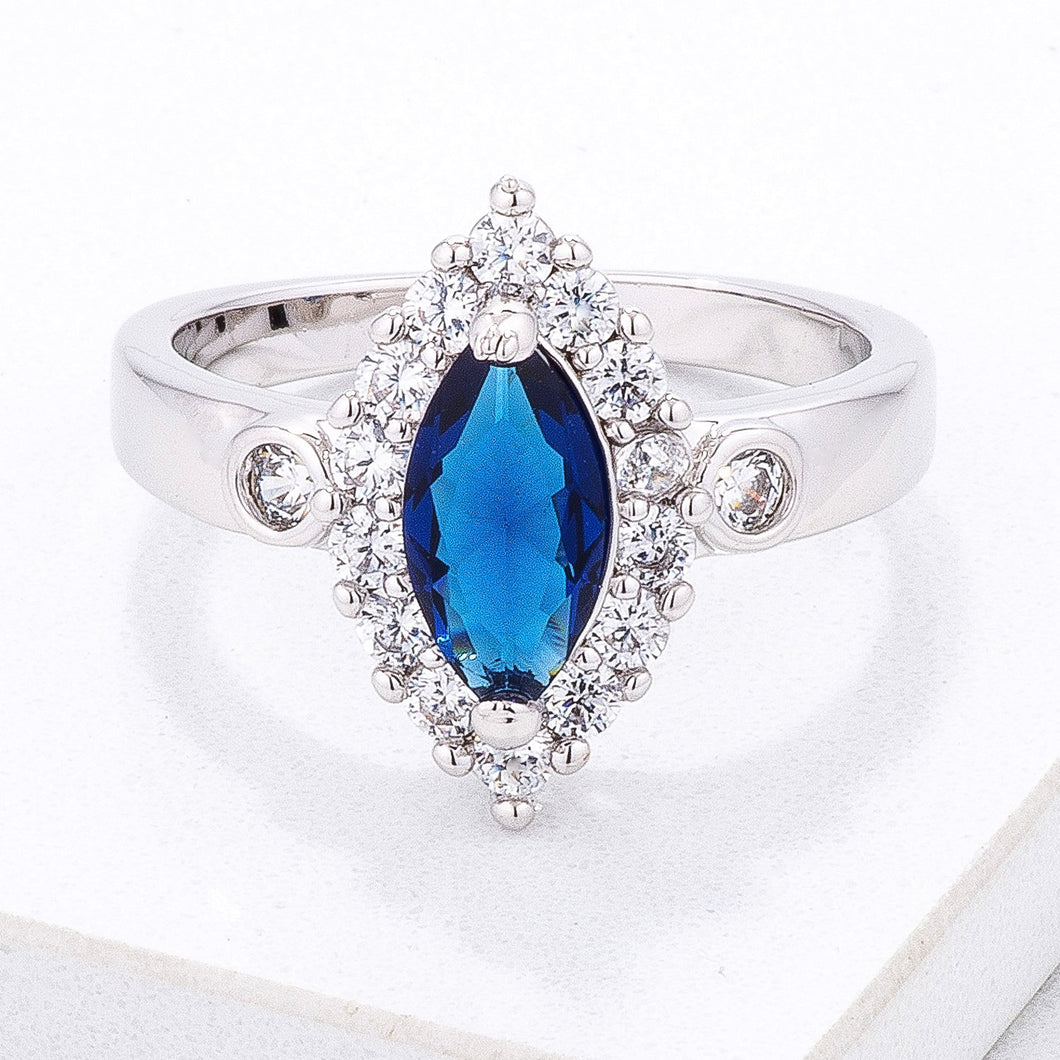 Stunning 1 Ct. Blue Marquise Halo Ring
