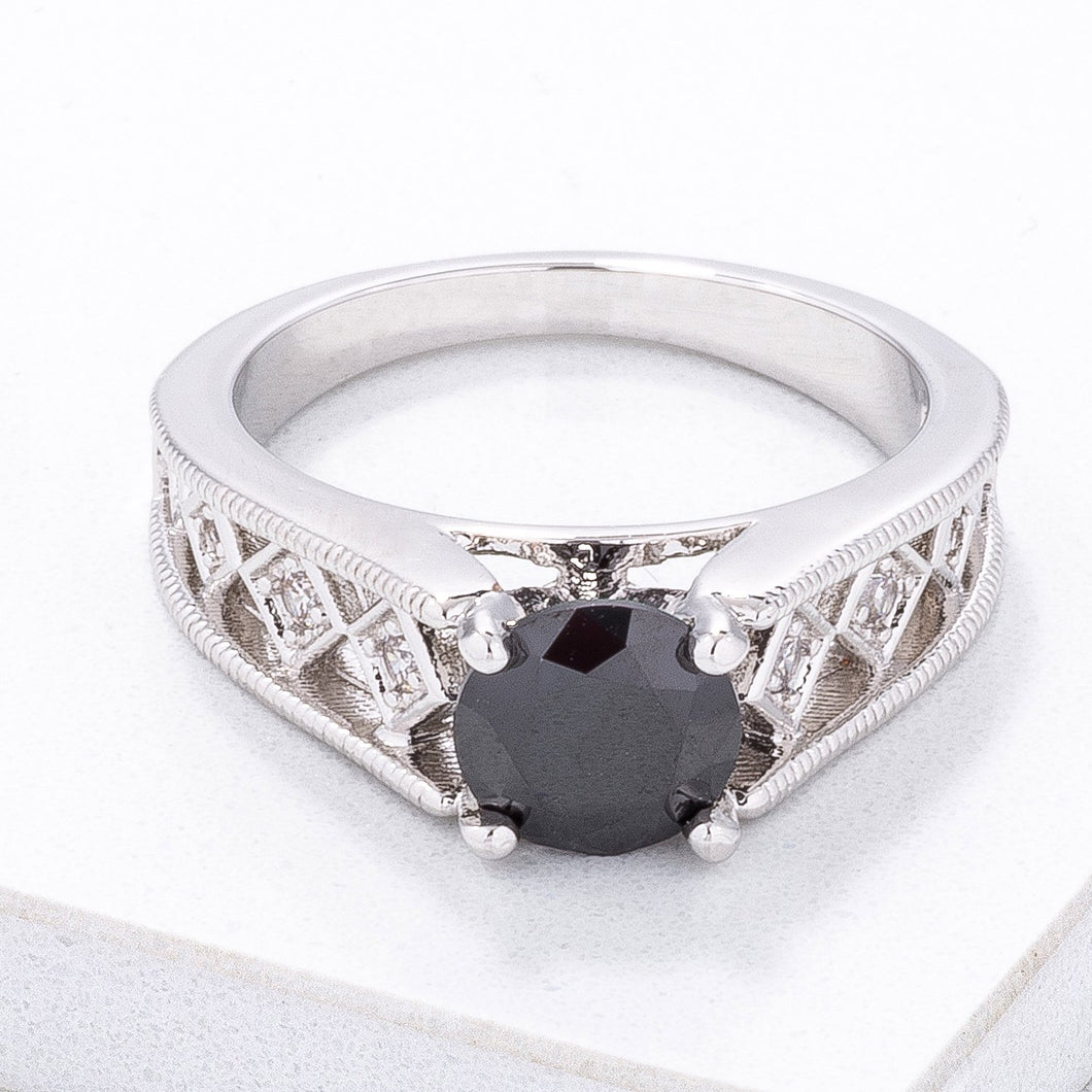 Textured Antique Black CZ Fashion Ring