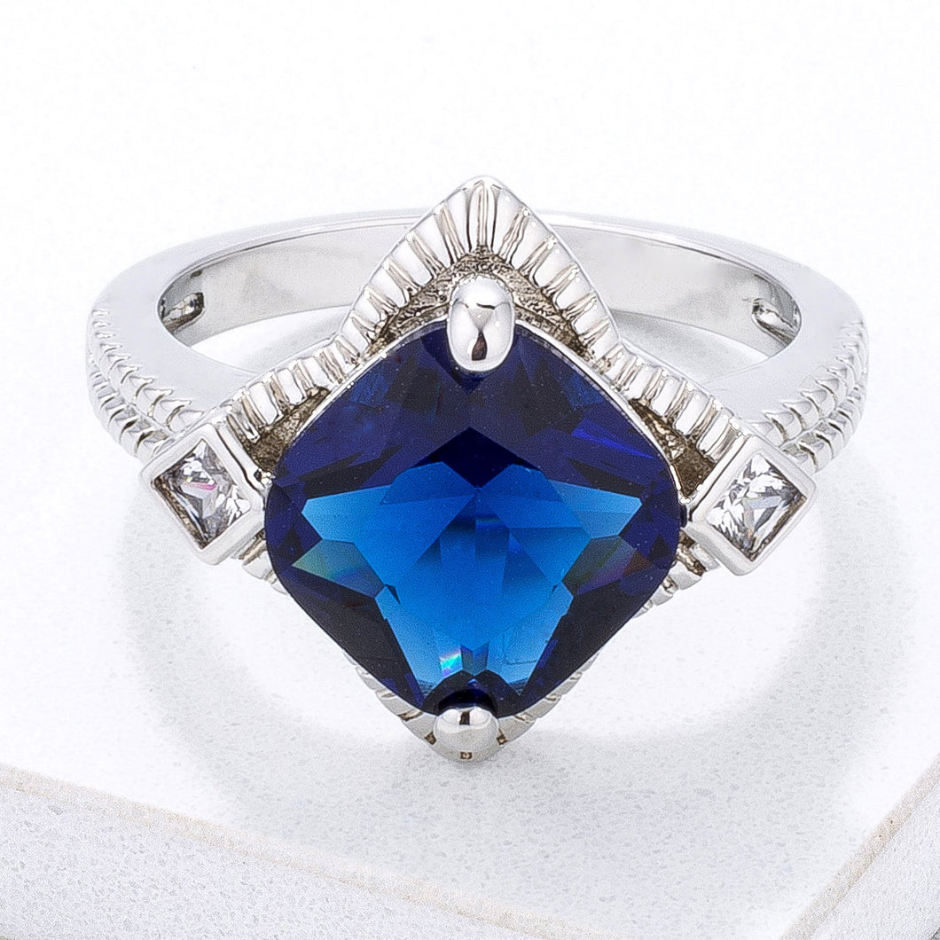 Modern Edgy Royal Blue CZ Cocktail Ring