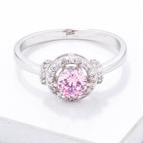 Mini Pink CZ 4mm Halo Ring