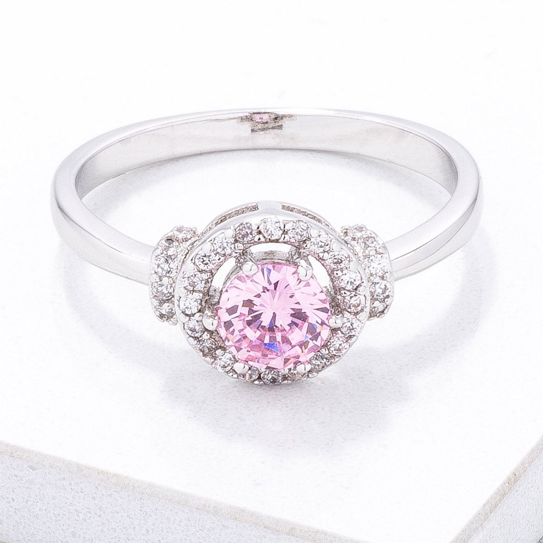 Mini Pink CZ 4mm Halo Ring