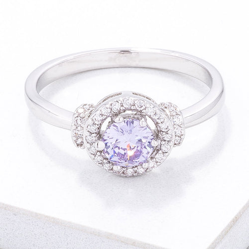 Mini Lavender CZ 4mm Halo Ring