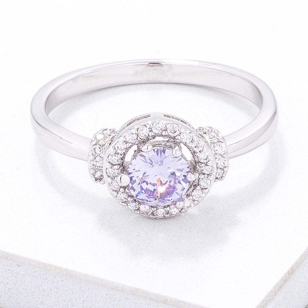 Mini Lavender CZ 4mm Halo Ring