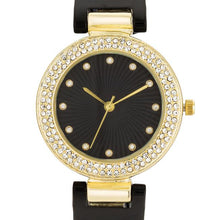 Black Cuff Crystal Watch