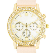 Shell Pearl Dial Watch With Crystals