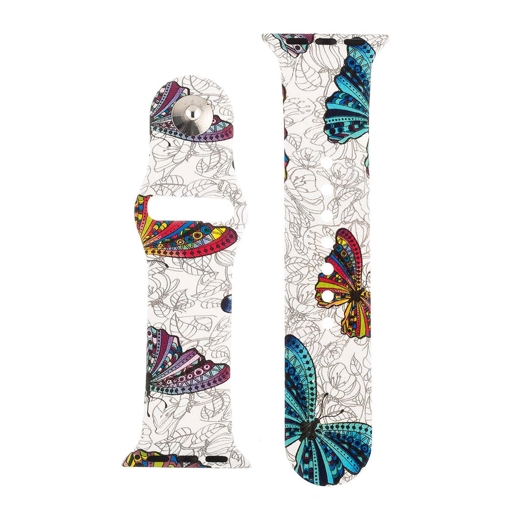 Butterfly Pattern Silicone Sports Watch Band 42mm
